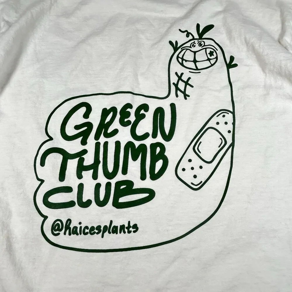 Green Thumb Club on Shaka Wear Cropped Cotton T-shirt Cream & Green Graphic Med - Picture 1 of 8